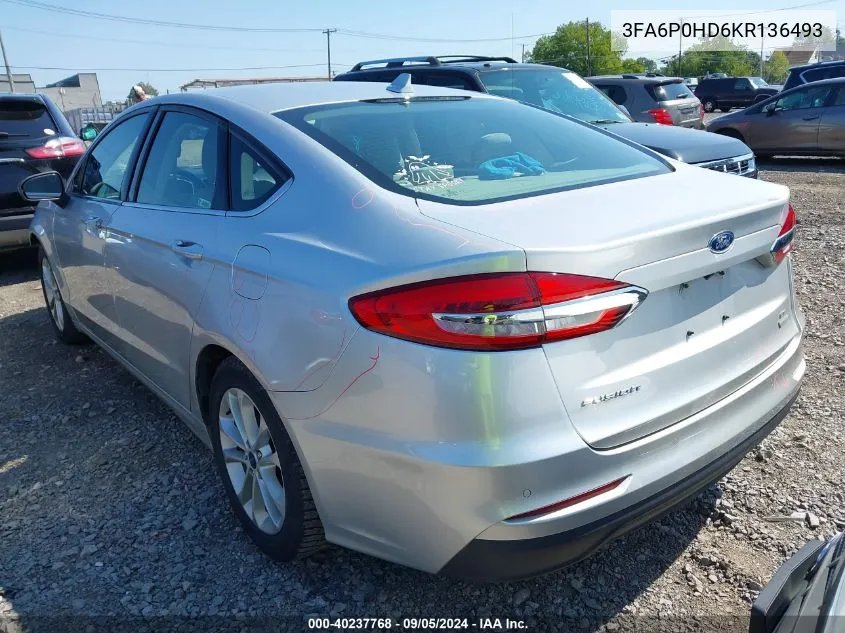 2019 Ford Fusion Se VIN: 3FA6P0HD6KR136493 Lot: 40237768