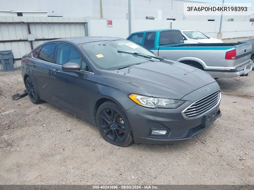 2019 Ford Fusion Se VIN: 3FA6P0HD4KR198393 Lot: 40241696