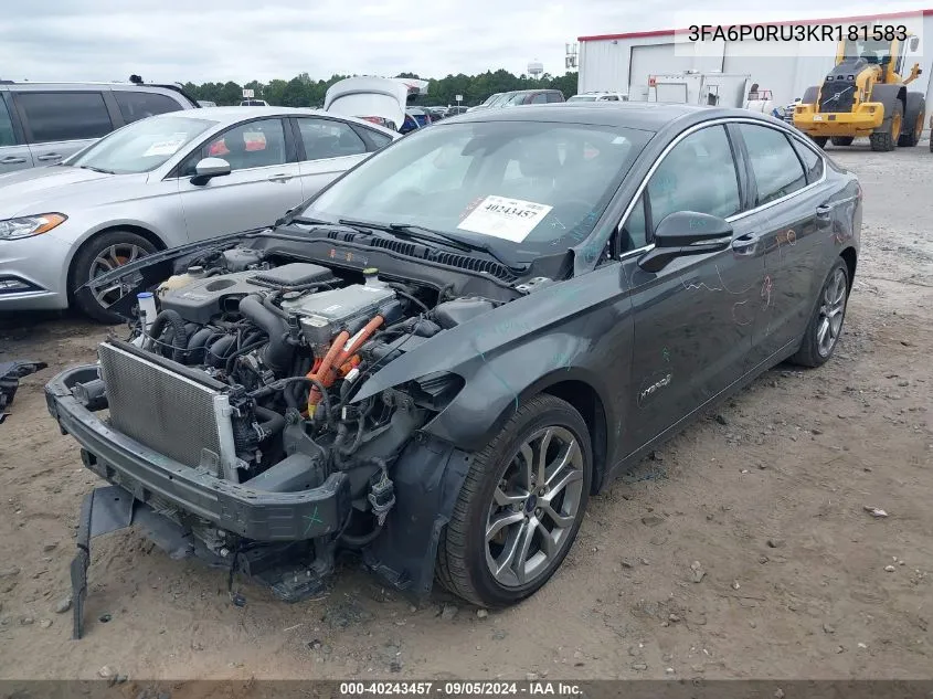 3FA6P0RU3KR181583 2019 Ford Fusion Hybrid Titanium