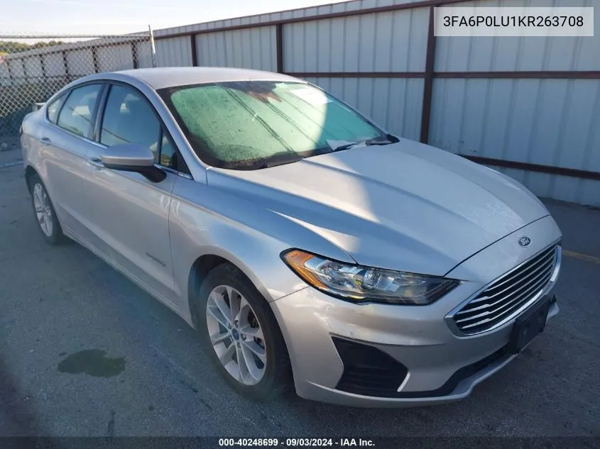 2019 Ford Fusion Hybrid Se VIN: 3FA6P0LU1KR263708 Lot: 40248699