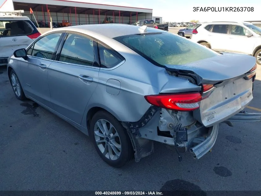 3FA6P0LU1KR263708 2019 Ford Fusion Hybrid Se