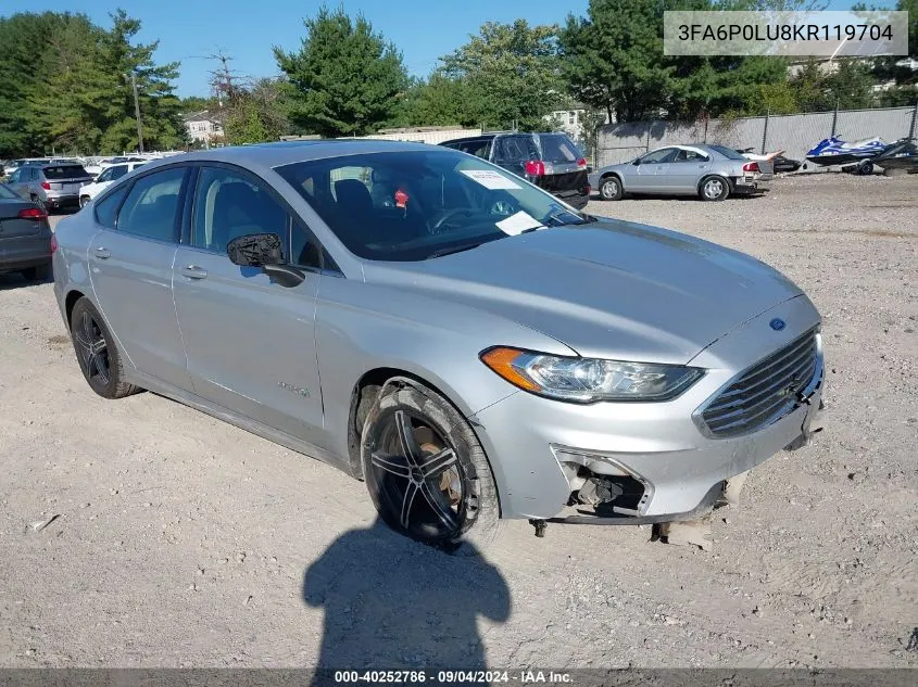 2019 Ford Fusion Se VIN: 3FA6P0LU8KR119704 Lot: 40252786