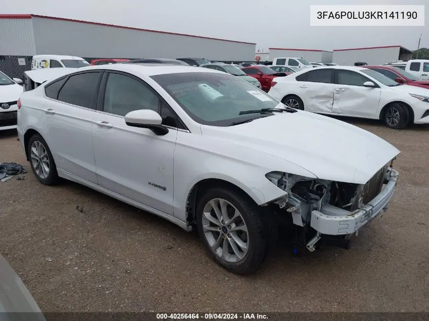 3FA6P0LU3KR141190 2019 Ford Fusion Hybrid Se