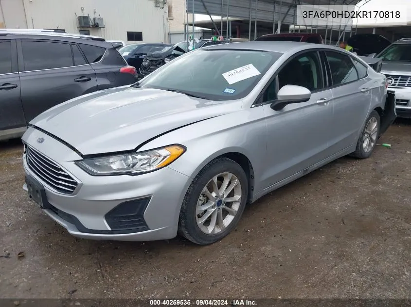 3FA6P0HD2KR170818 2019 Ford Fusion Se