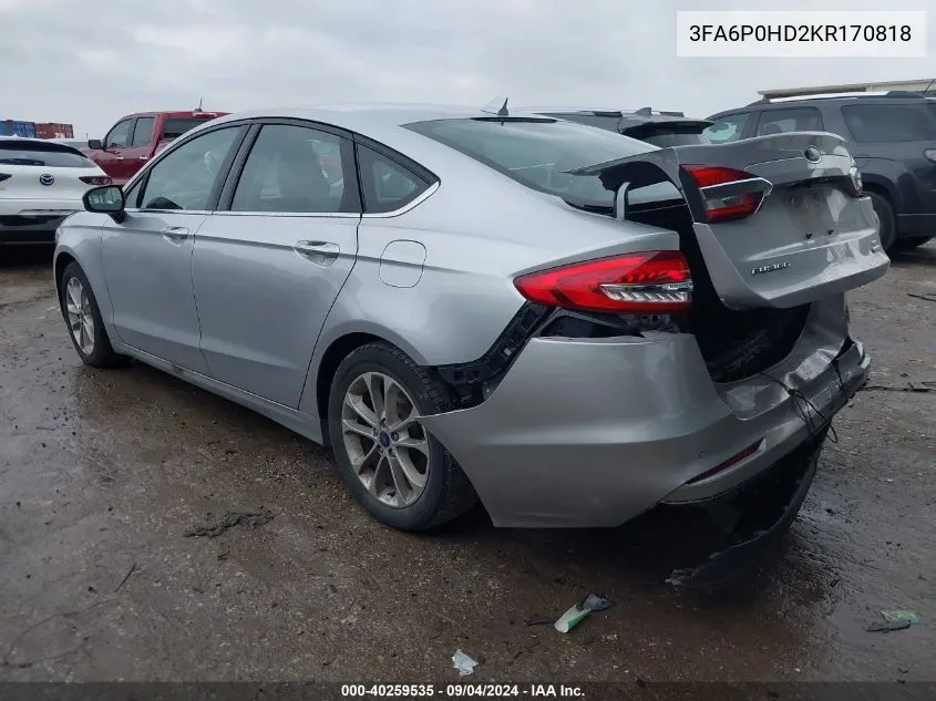 3FA6P0HD2KR170818 2019 Ford Fusion Se