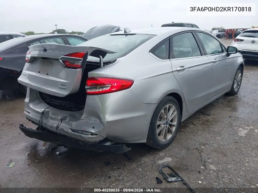 3FA6P0HD2KR170818 2019 Ford Fusion Se