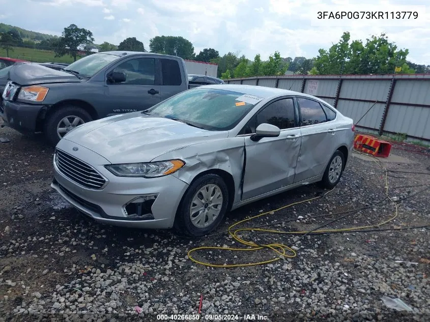 3FA6P0G73KR113779 2019 Ford Fusion S