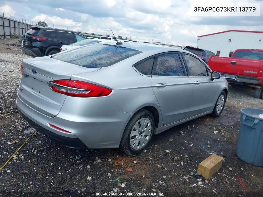 2019 Ford Fusion S VIN: 3FA6P0G73KR113779 Lot: 40266850