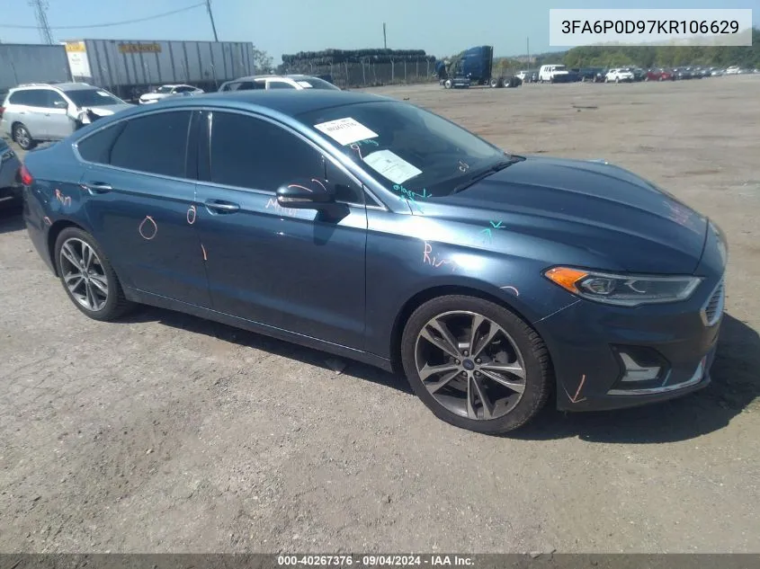 2019 Ford Fusion Titanium VIN: 3FA6P0D97KR106629 Lot: 40267376