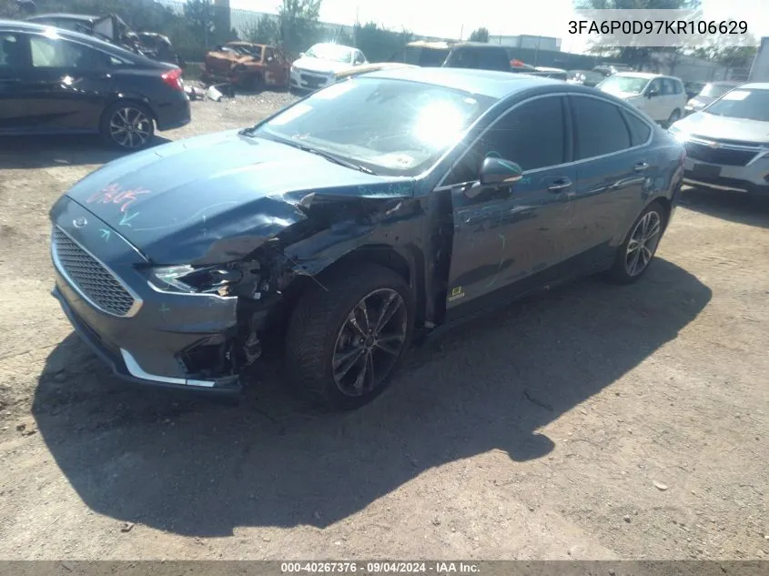 2019 Ford Fusion Titanium VIN: 3FA6P0D97KR106629 Lot: 40267376