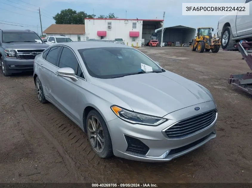 2019 Ford Fusion Sel VIN: 3FA6P0CD8KR224422 Lot: 40269705