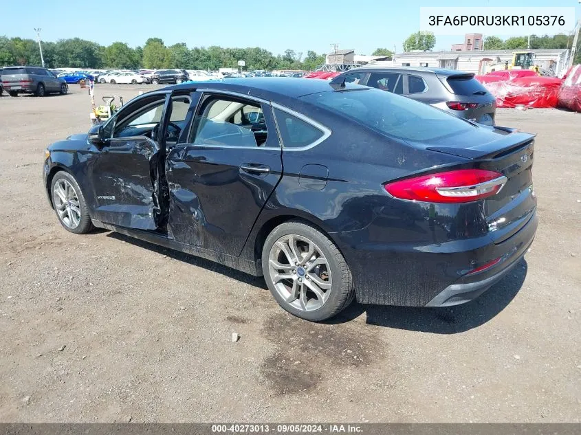 3FA6P0RU3KR105376 2019 Ford Fusion Hybrid Titanium