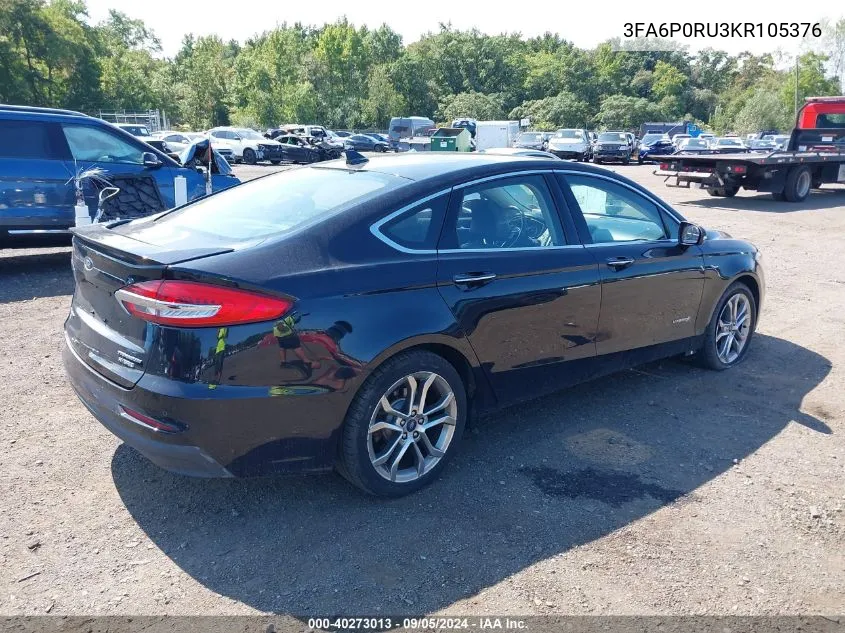 2019 Ford Fusion Hybrid Titanium VIN: 3FA6P0RU3KR105376 Lot: 40273013