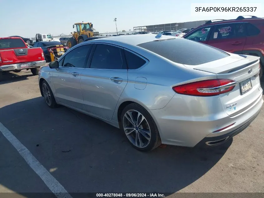 2019 Ford Fusion Titanium VIN: 3FA6P0K96KR265337 Lot: 40278048