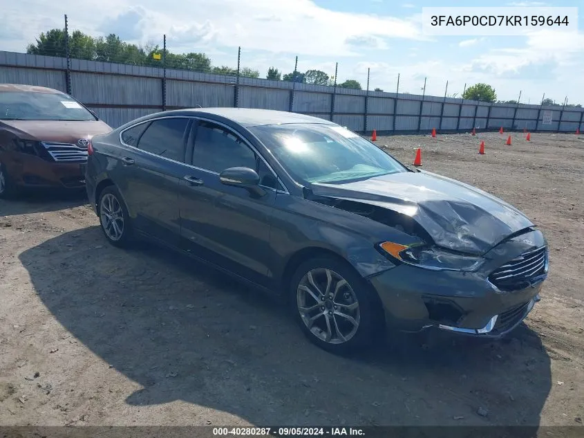 2019 Ford Fusion Sel VIN: 3FA6P0CD7KR159644 Lot: 40280287