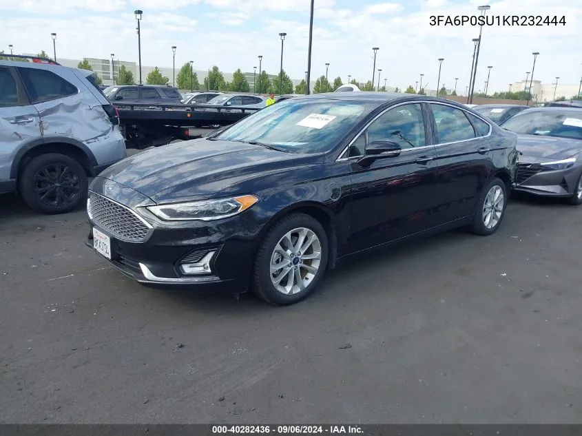 2019 Ford Fusion Energi Titanium VIN: 3FA6P0SU1KR232444 Lot: 40282436