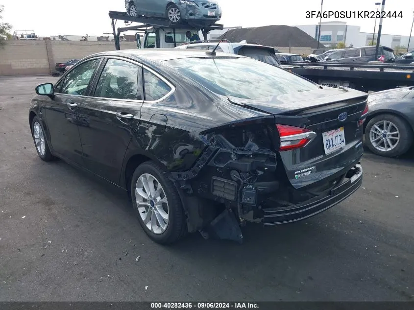 2019 Ford Fusion Energi Titanium VIN: 3FA6P0SU1KR232444 Lot: 40282436