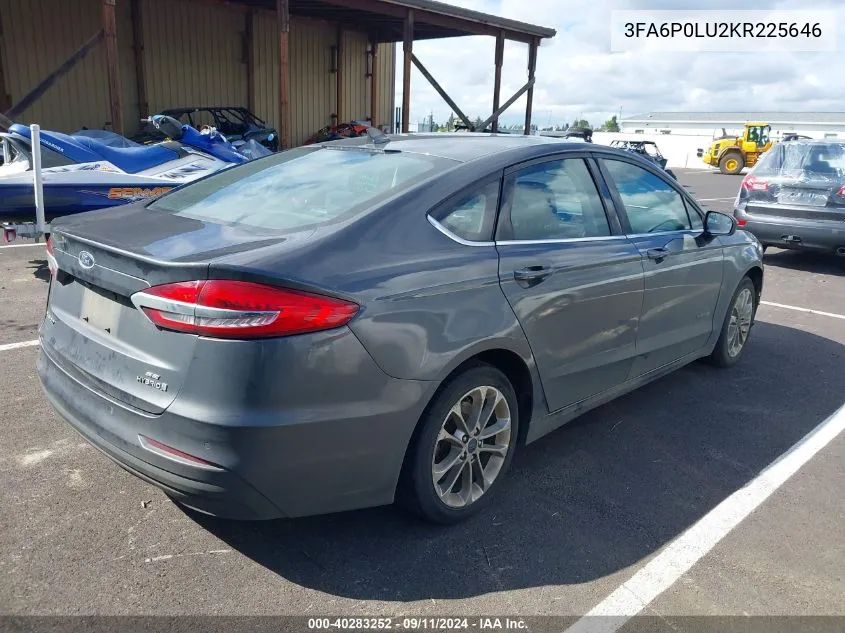 2019 Ford Fusion Hybrid Se VIN: 3FA6P0LU2KR225646 Lot: 40283252