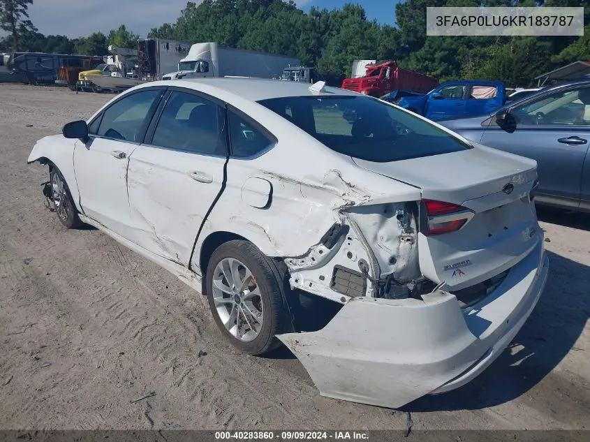 3FA6P0LU6KR183787 2019 Ford Fusion Hybrid Se