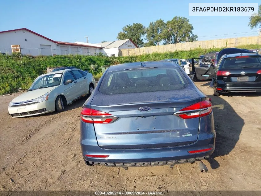 2019 Ford Fusion Se VIN: 3FA6P0HD2KR183679 Lot: 40285214