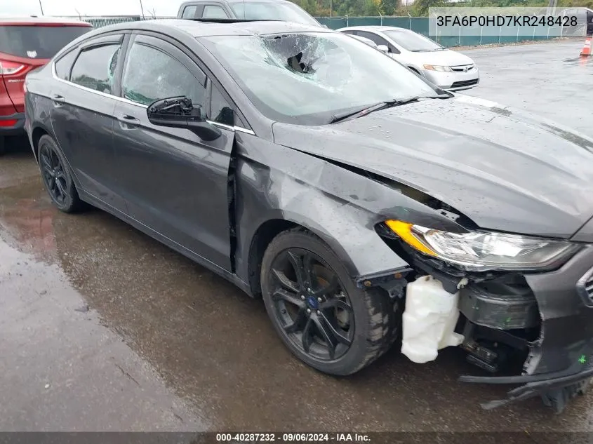 2019 Ford Fusion Se VIN: 3FA6P0HD7KR248428 Lot: 40287232