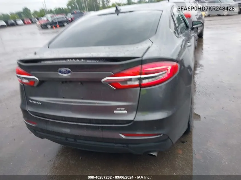 3FA6P0HD7KR248428 2019 Ford Fusion Se