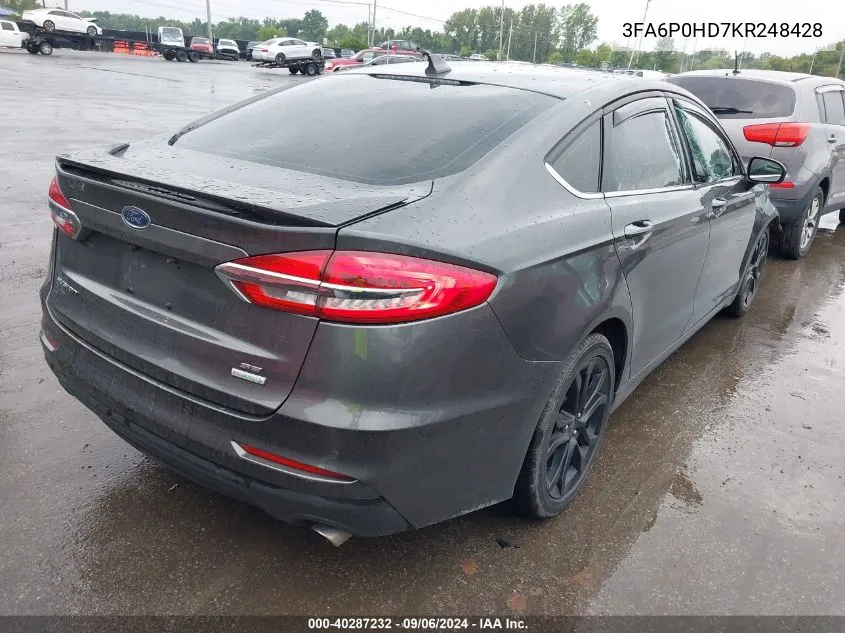 2019 Ford Fusion Se VIN: 3FA6P0HD7KR248428 Lot: 40287232