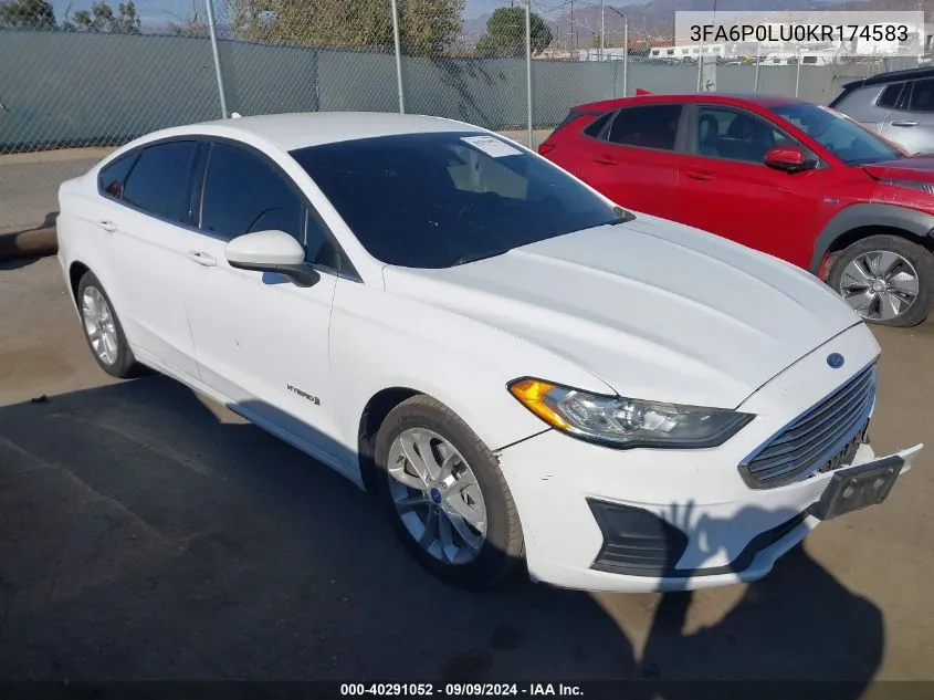 2019 Ford Fusion Hybrid Se VIN: 3FA6P0LU0KR174583 Lot: 40291052