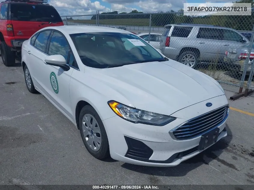 2019 Ford Fusion S VIN: 3FA6P0G79KR278218 Lot: 40291477