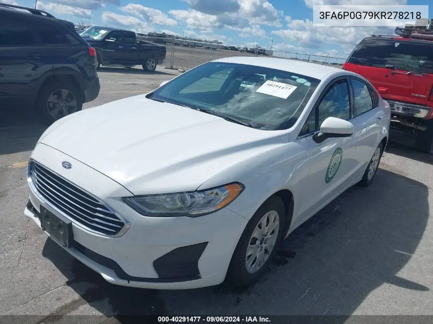 2019 Ford Fusion S VIN: 3FA6P0G79KR278218 Lot: 40291477