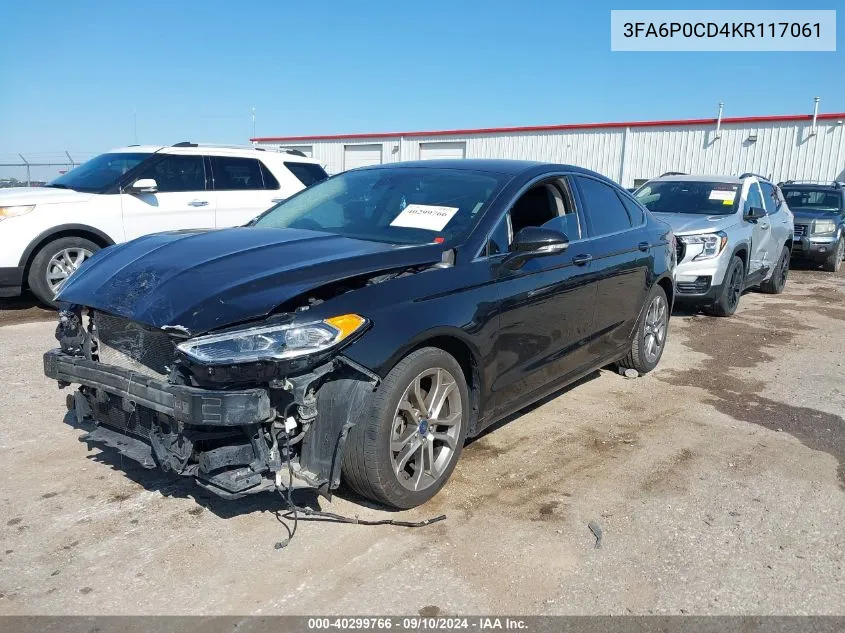 2019 Ford Fusion Sel VIN: 3FA6P0CD4KR117061 Lot: 40299766