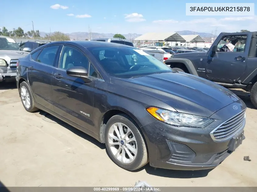 3FA6P0LU6KR215878 2019 Ford Fusion Hybrid Se