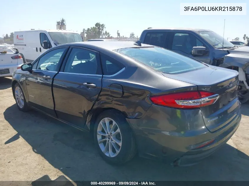 3FA6P0LU6KR215878 2019 Ford Fusion Hybrid Se