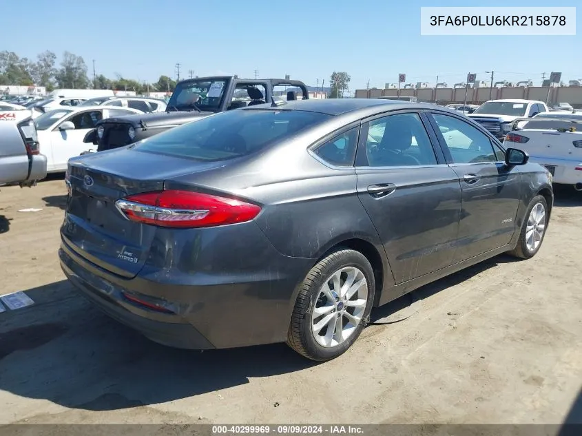 3FA6P0LU6KR215878 2019 Ford Fusion Hybrid Se