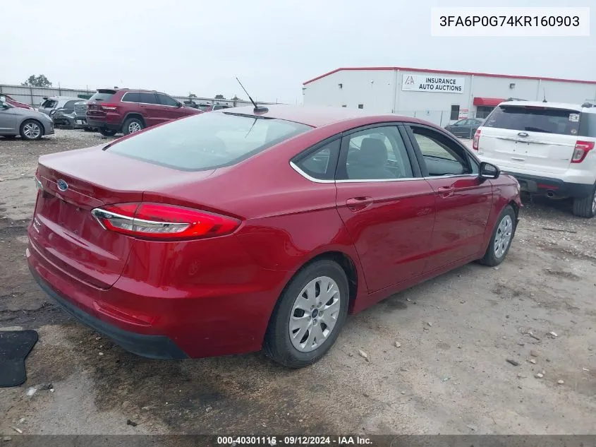 3FA6P0G74KR160903 2019 Ford Fusion S