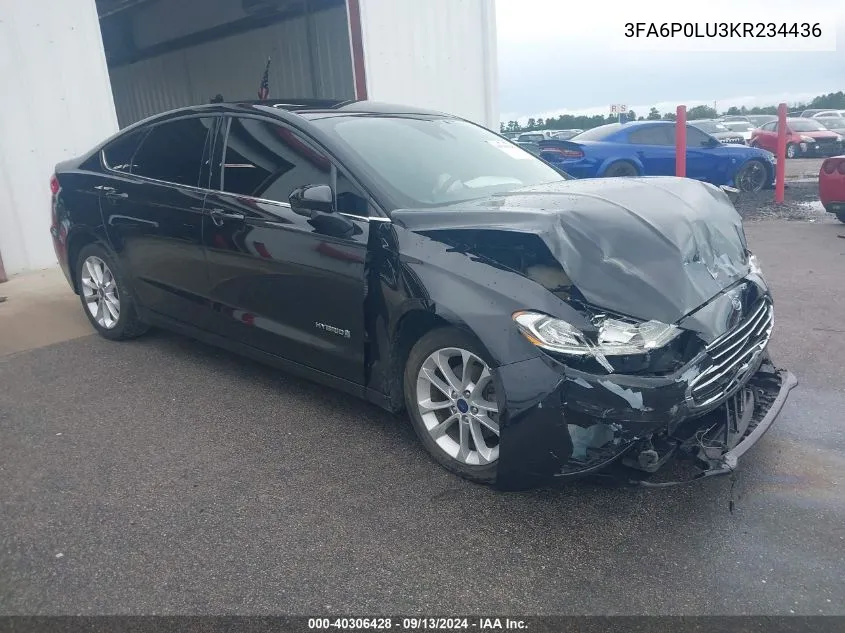 2019 Ford Fusion Hybrid Se VIN: 3FA6P0LU3KR234436 Lot: 40306428