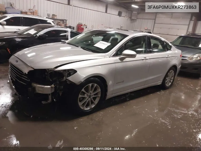 2019 Ford Fusion Hybrid Sel VIN: 3FA6P0MUXKR273863 Lot: 40308298