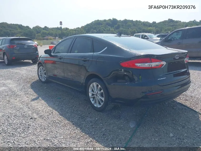 2019 Ford Fusion Se VIN: 3FA6P0H73KR209376 Lot: 40318644