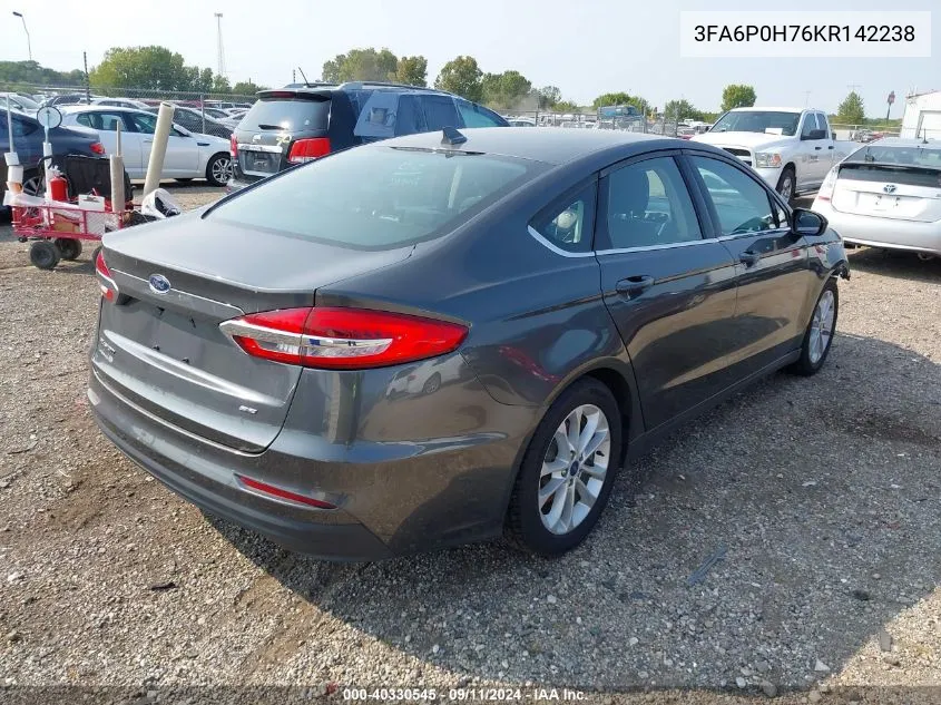 3FA6P0H76KR142238 2019 Ford Fusion Se