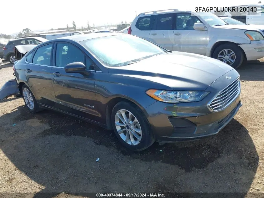 3FA6P0LU0KR120040 2019 Ford Fusion Hybrid Se