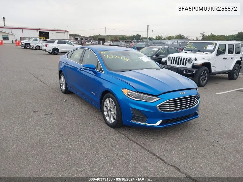 2019 Ford Fusion Hybrid Sel VIN: 3FA6P0MU9KR255872 Lot: 40379138