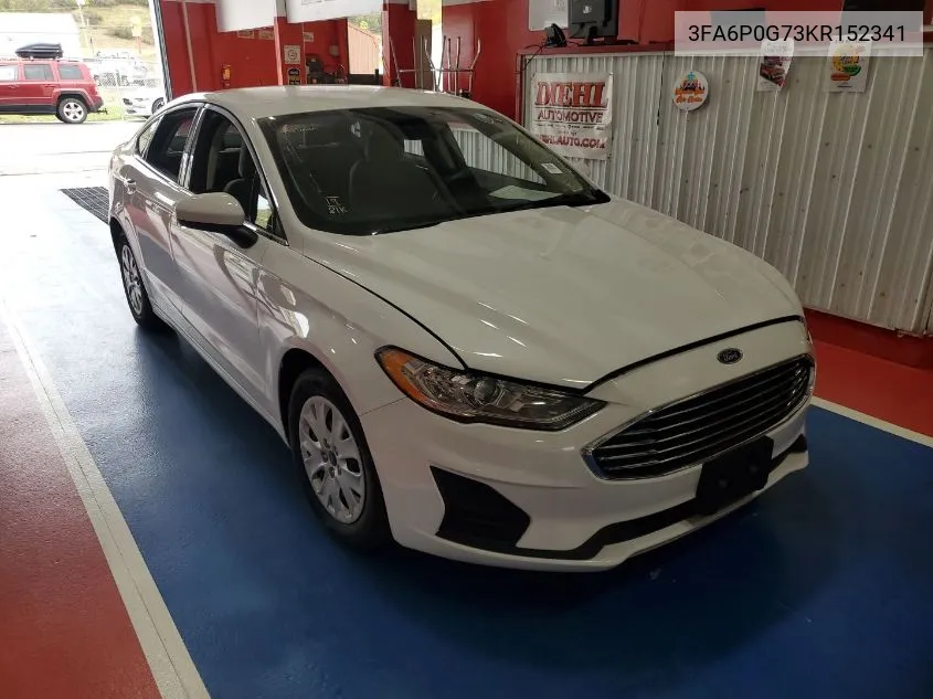 2019 Ford Fusion S VIN: 3FA6P0G73KR152341 Lot: 40443245