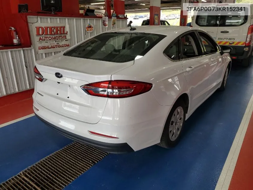 2019 Ford Fusion S VIN: 3FA6P0G73KR152341 Lot: 40443245