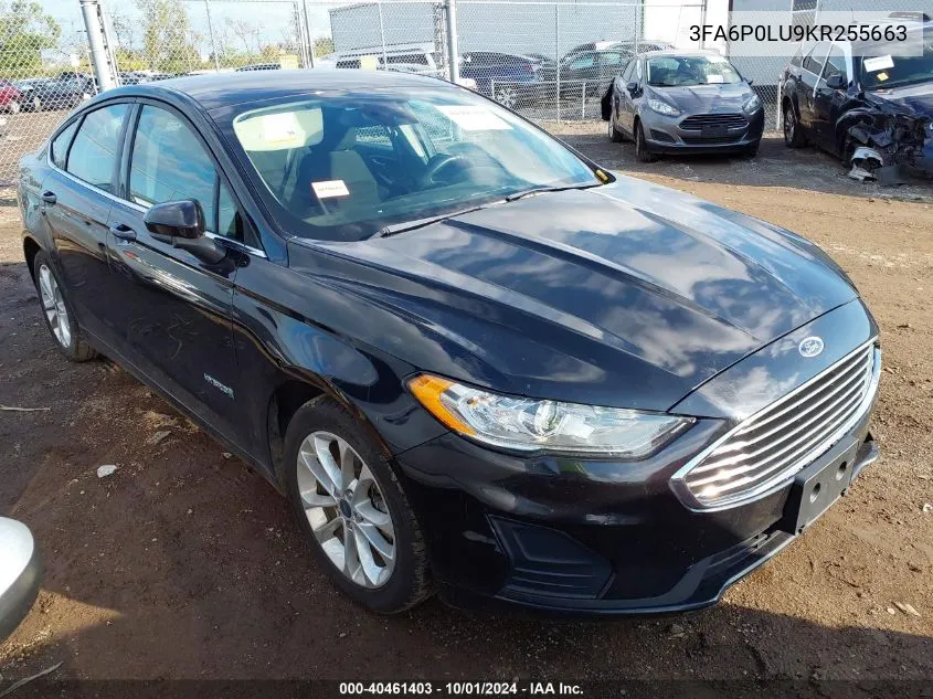 3FA6P0LU9KR255663 2019 Ford Fusion Hybrid Se