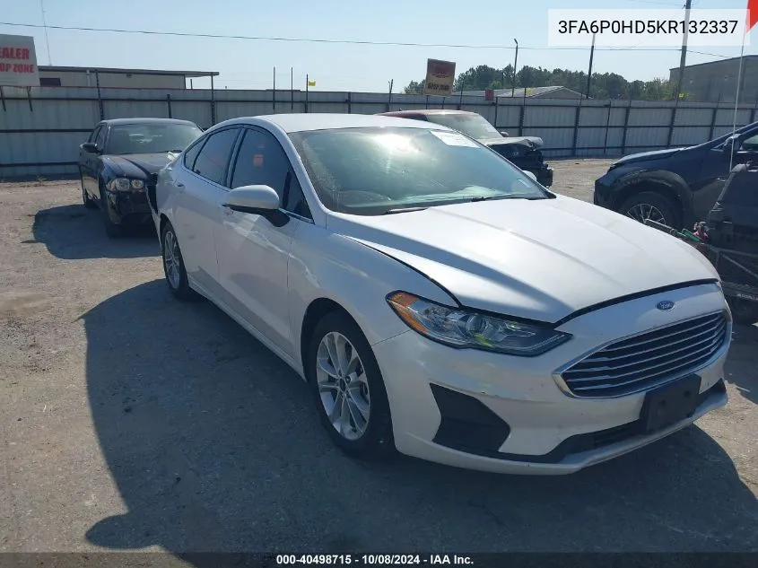 2019 Ford Fusion Se VIN: 3FA6P0HD5KR132337 Lot: 40498715