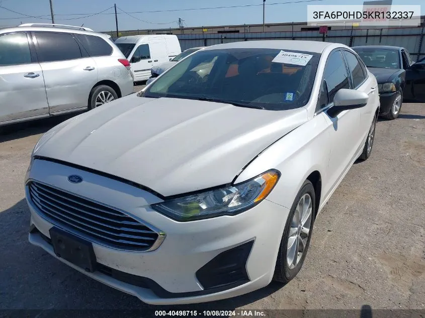 2019 Ford Fusion Se VIN: 3FA6P0HD5KR132337 Lot: 40498715