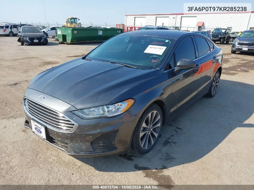 2019 Ford Fusion Se VIN: 3FA6P0T97KR285238 Lot: 40513704