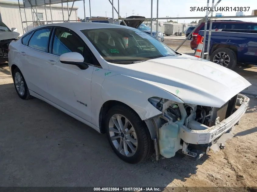 3FA6P0LU4KR143837 2019 Ford Fusion Hybrid Se