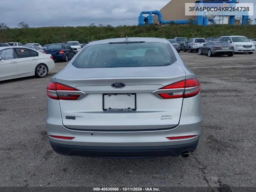 2019 Ford Fusion Sel VIN: 3FA6P0CD4KR264738 Lot: 40530066