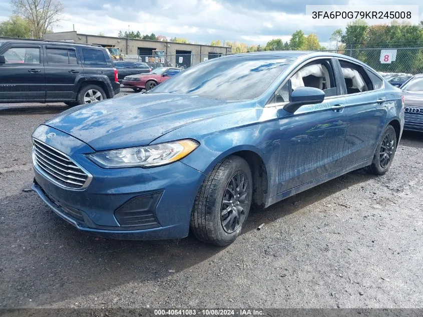 2019 Ford Fusion S VIN: 3FA6P0G79KR245008 Lot: 40541083